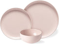 Casafina Ceramic Stoneware 18-Piece Place Setting Service for 6 with Cereal Bowls - Pacifica Collection Marshmallow Pink | Microwave &amp Dishwasher Safe Dinnerware Set | Restaurant Quality Tablewar