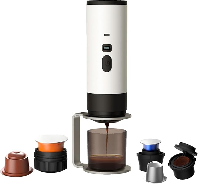 3-in-1 Single Serve Coffee MakerWireless Protable Coffee Machine Vacuum Pressured AvailableAutomatic Extraction and Real-time Heating Vacuum Coffee Maker for TravellingValentines GiftWhite