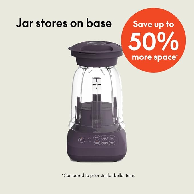 bella 10 Speed Countertop Blender Juicer &amp Smoothie Maker Fits-anywhere™ Kitchenware Slim Flip &amp Store Design Dishwasher Safe 48oz Capacity Pitcher &amp Lid Stainless Steel Blade 450 Wa