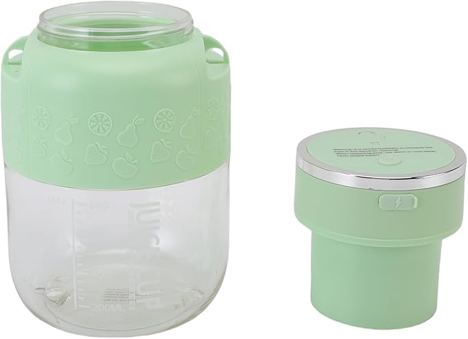 Ymiko Portable Electric Juicer Cup Rechargeable Blender Lightweight Compact Office Gym Travel (Green)