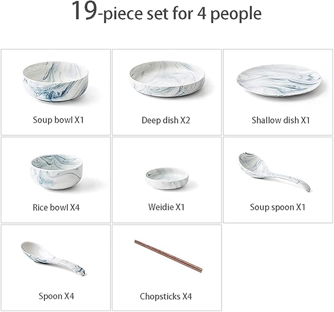 Ceramic Dinnerware Sets Ins Nordic Creative Plate and Bowl Set Marble Pattern Kitchen Kitchen Plate Set Dishwasher Microwave Safe