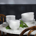 Euro Ceramica MontBlanc 16 Piece Double Bowl Dinnerware Set|TrueWhite PorcelainService For 4 | 4 Piece Entree Bowls Included