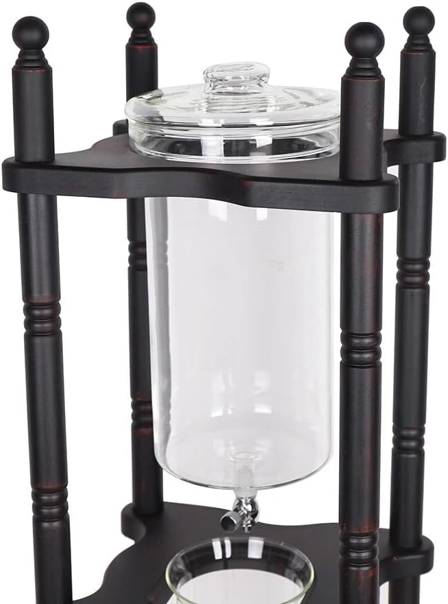 Cold Brew Maker Tower Iced Coffee Maker Cold Brew Coffee Maker 2500ml Vertical Japanese Style Glass Container and Wood Stand 25 Cups With Slow Drip Technology For Home Office Drip Coffee Maker