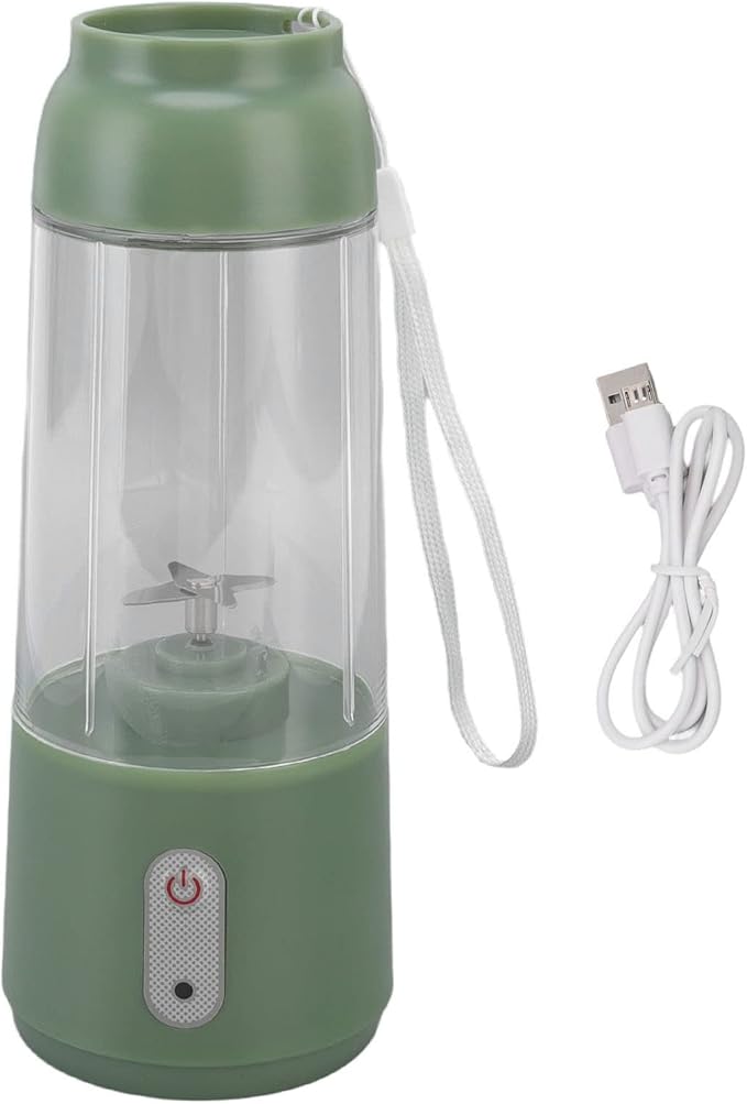 300ML Cup Blender Portable Blender Cup USB Charging Wireless Electric Blender Mini Personal Blender with Stainless Steel Blad for Mixing for Travel(Green)