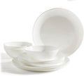 Tabletops Gallery Kitchen Dinnerware Set Microwave Dishwasher Safe Plates Bowls Service for 4-12 Piece Coupe Opal Glass Dinnerware Set White