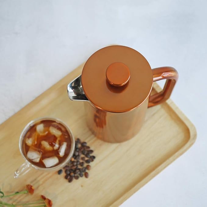 8-Cup Double Wall Insulated Stainless Steel French Coffee Press 32-Ounce Durable Coffee Tea Maker with Stainless Steel Plunger Copper