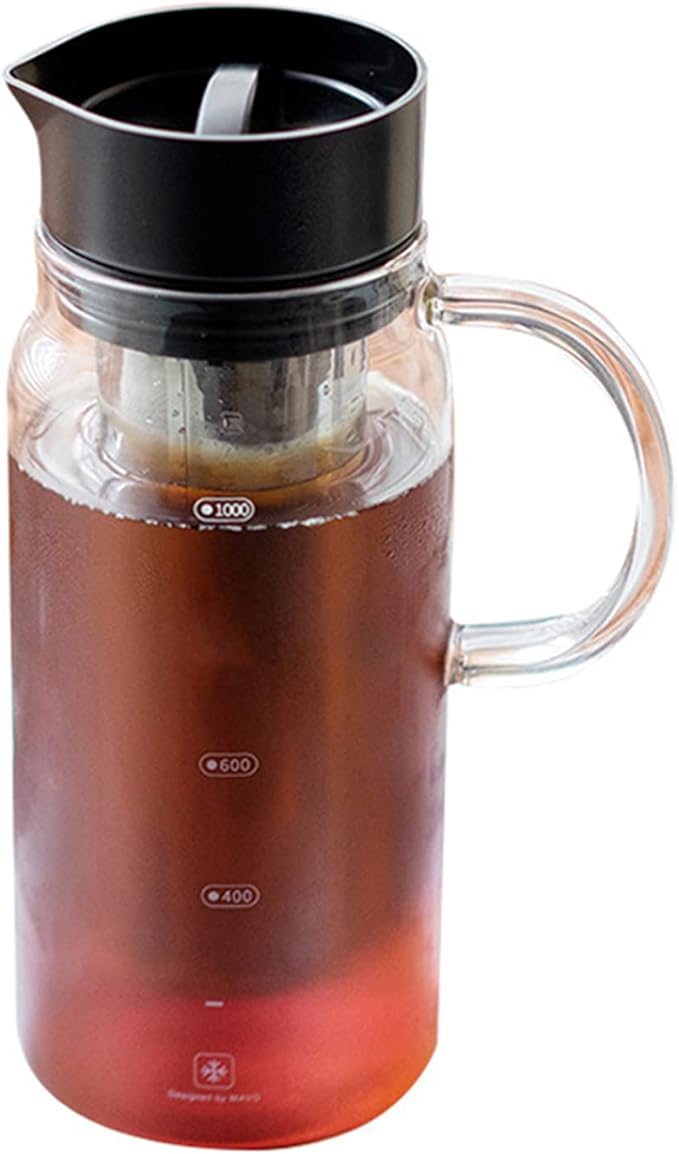 Coffee Pot Iced Coffee Maker Kettle with Stainless Steel Filter Tea Pitcher Ice Hot and Cool Espresso Ice Drip Coffee Office Cold Kettle 1200ml