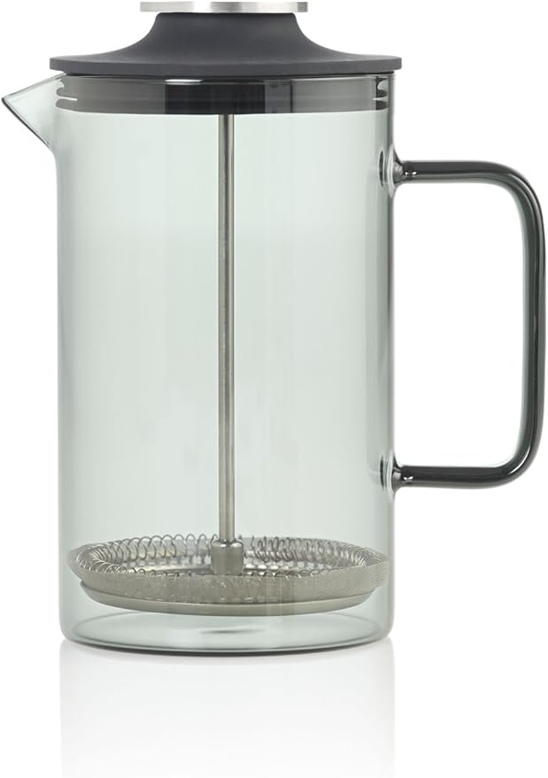 AdHoc French Press Coffee Maker Impact - Manual Brewer with Heat-Resistant Glass &amp Stainless Steel Filter – Barista Tool for Aromatic &amp Full-Flavored Coffee - Dishwasher Safe