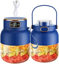 Portable BlenderJuicer Cup with Digital Display600ML Capacity Juices Making CupUSB RechargeablePersonal Size Blender for Shakes and Smoothiesfor Travel&ampGym (Blue(two cups and two lids))