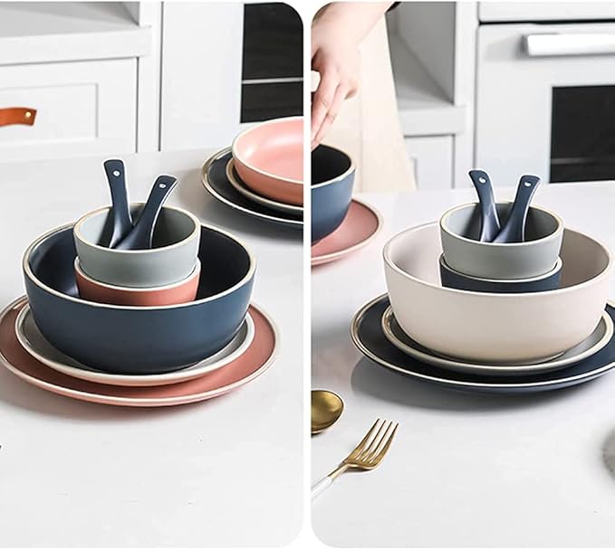 Kitchen Dinnerware Set Family Party Dinner Set 9-44Pcs Ceramic Dinnerware Set Bone China Tableware Dishes Plates Ceramic Combination Dinner Service Set9 Pieces24 Pieces