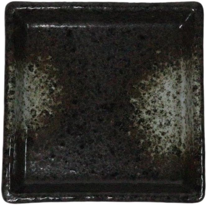 Ebros Gift Artistic Charcoal Grey Tone Hakumu Collection Dinnerware Serveware Kitchenware Set Asian Japanese Restaurant Supply (Pack Of 6 Square Condiment Sauce Dishes 2oz)