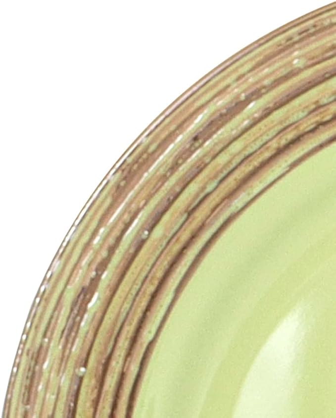 16 Piece Dinnerware Set Ceramic Plates and Bowls Sets for 4 Microwave and Dishwasher Safe Handcrafted Tree Bark Series Dish Set Oak Forest/Dark Green