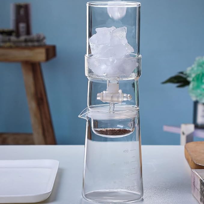 Ice Drip Coffee Maker Glass Cold Brew Coffee Machine Cold Brew Dripper Coffee Maker with Filter for Home Office 400ml Cold Brew Pots