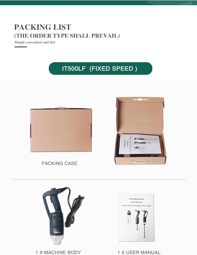 Electric Stick Blender Fixed Speed 500 watts Fixed Speed Commercial Immersion Blender with Lock and Button Stick Blender with 50 cm Stick