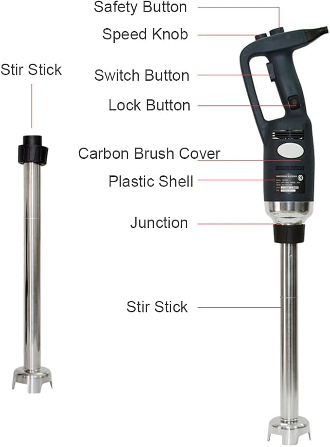 Hand Blender Stick Immersion Mixer 500W Electric Stick Blender with 500mm Stick Speed 2000-16000rpm for Making Baby Food Soups Sauce