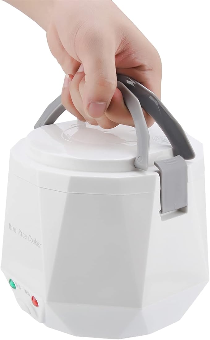 24V 1.6L Multifunctional Electric Rice Cooker Mini Travel Food Steamer Portable Meal Heater Food Warmer for Both Home And Trucks To Cook Rice Porridge Nutritious Eggs Warm Dishes (White)