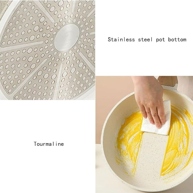 Tourmaline Non Stick Pan Soup Pot Frying Stir Steaming Boiling Milk Induction Cooker Cookware Set