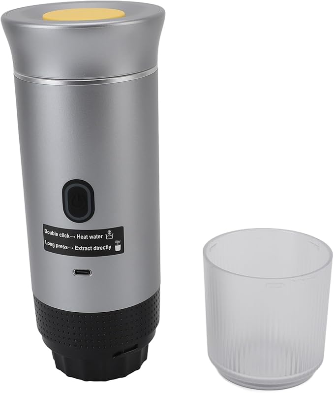 Yoidesu Portable Electric Coffee Maker Car Self - Heating Coffee Maker with USB 120ml 304 Stainless Steel Built in 7500mAh rechargeable battery for RV Hiking Home