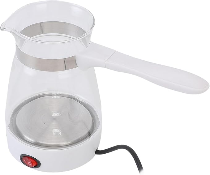 600ML Electric Turkish Coffee Maker 600W Electric Turkish Coffee Pot Glass Stainless Steel Coffee Tea Warmer Kettle Removable Anti Scald Handle for Home Heat Water Tea