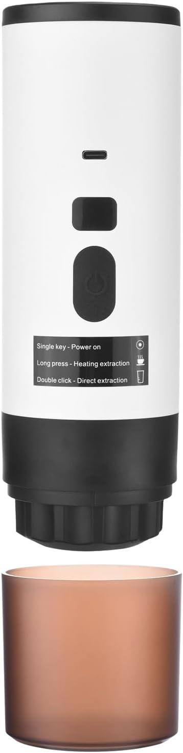Zerodis Portable Coffee Maker Compact Maker with 15Bar Pressure Digital Display for Travel and Office Use