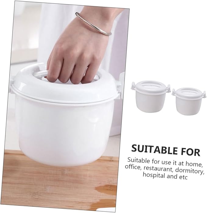ABOOFAN 2pcs Microwave Rice Cooker Steamer Set Multi-functional Food Container for of Rice Veggies and More Thickened Insulation for Freshness and Flavor
