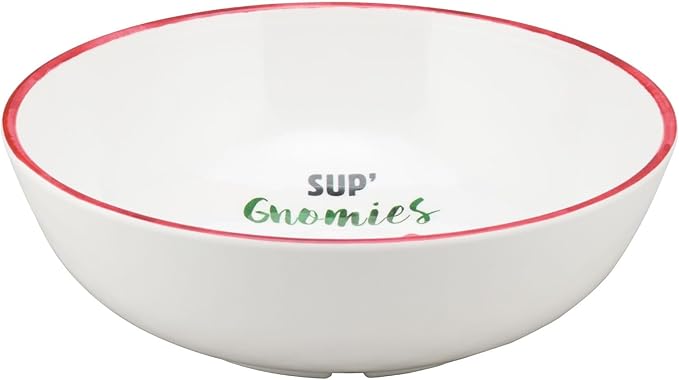 UPware 12 Piece Gnomies Melamine Dinnerware Sets Outdoor Dishes Set Plates and Bowls Sets Christmas Decorations Service for 4 White