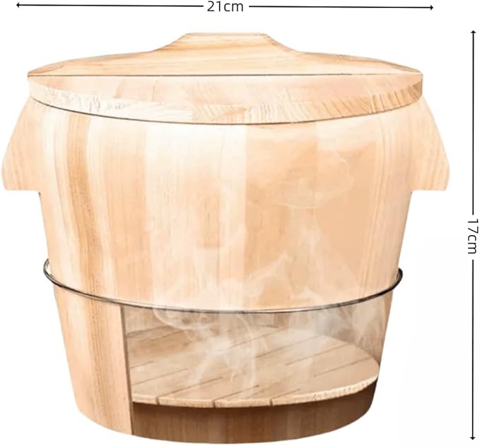1 Set of Wooden Rice Barrel Rice Steaming Barrel Rice Mixing Barrel with Lid Suitable for Home Kitchen Restaurant(21 * 17cm)
