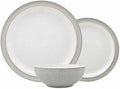Denby Elements Light Grey Dinner Set - 4/12 Piece Ceramic Tableware - Dishwasher &amp Microwave Safe - 4 Dinner Plates 4 Medium Plates 4 Cereal Bowls