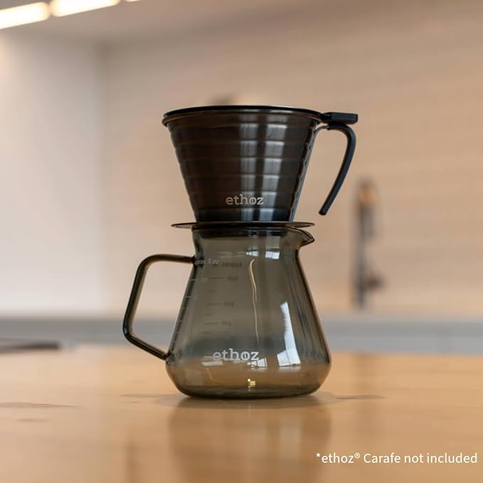 Ethoz® by Planetary Design Pour Over Coffee Maker – Sustainable Stainless Steel Filter Convex Bottom for Even Extraction Reusable Design