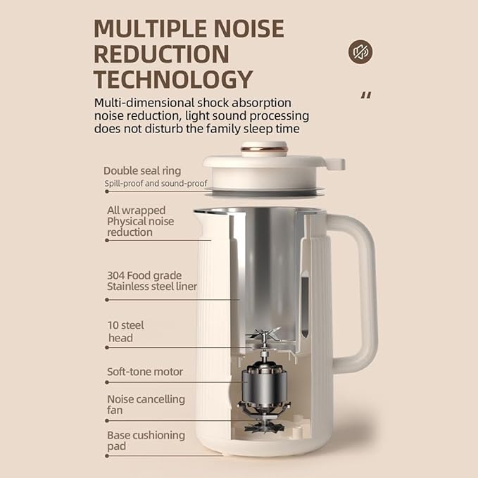 Nut Milk Maker Soy Milk Maker Programmable Blender with Digital Display 12 Stainless Steel Blades Auto Cleaning 8H Keep Warm Function for Home Office Healthy Drinks (milky)