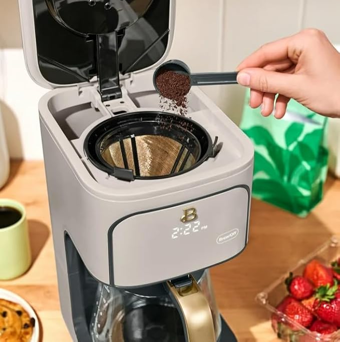 Beauti Coffee Maker 12 cup Programmable Brewing Versatility Advanced Programming 1200 W Keep Warm mode (Porcini Taupe)