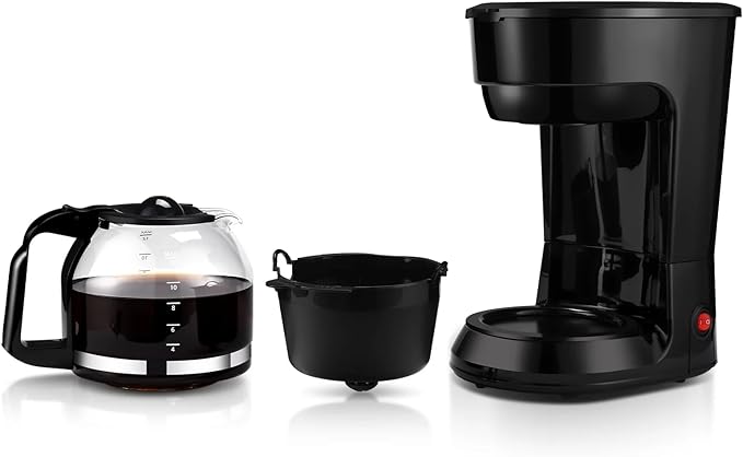 12 Cup Drip Coffee Maker Automatic Shut-Off Temperature Control 1.8L Black