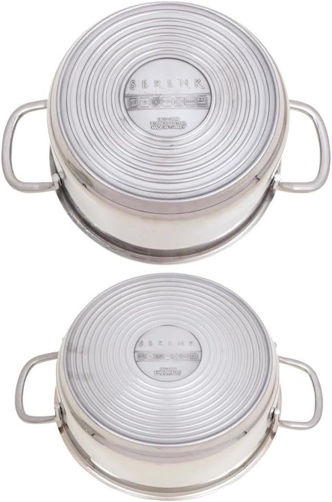 Serenk Pots and Pans Set Stainless Steel Non Stick 7 Pieces Non Toxic Cokware Induction Cookware w/Pots &amp Pans &amp Saucepans Cooking Sets Pots and Pans (Pot Set 4 Pc)