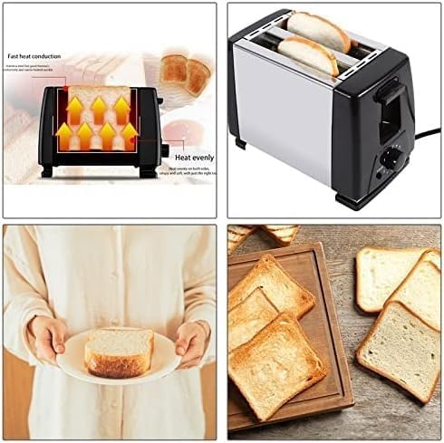 Bread Toaster Electric Compact Mini Toasters 2 Slice Automatic Toaster with 6 Browning Settings Extra Wide Slots For Bagels and Special Breads Easy-to-Clean 750W (Black)