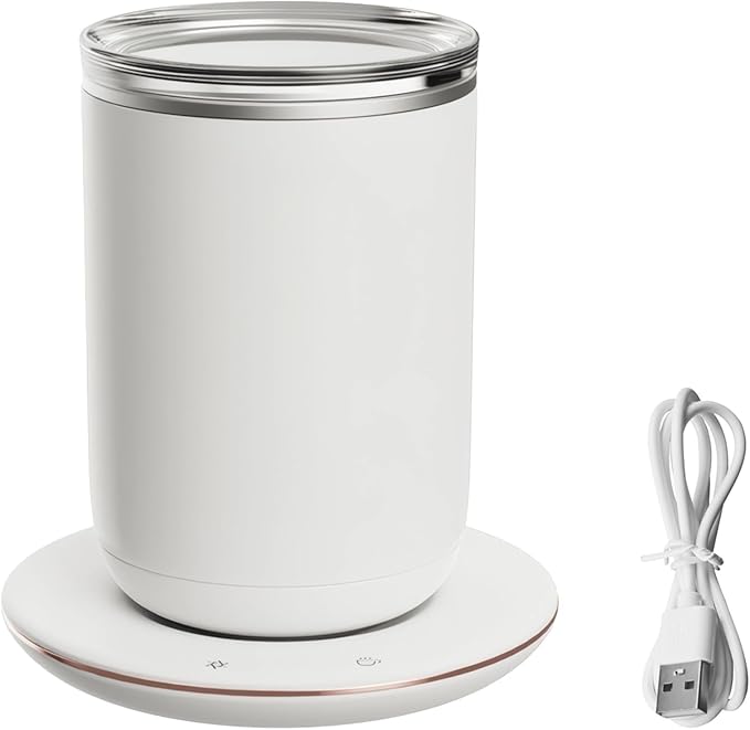 Self-Stirring Mug with Heating Base 10.14 Oz/300 Ml 131°F/55°C Force Stirring Anti-Dust Cover Quiet Operation
