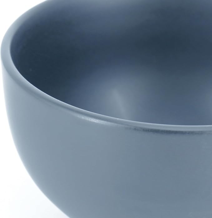 12 Piece Stoneware Dinnerware Set – Round Plates Bowls &amp Mugs for 4 Dishwasher &amp Microwave Safe Modern Matte Finish (Blue)