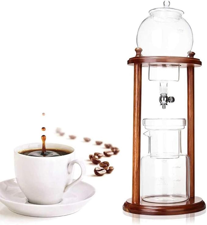 qiuqiu Iced Coffee Drip Coffee Maker Manual Coffee Maker 600Ml Clear Glass Copper Traditional Style Ideal for Iced Coffee