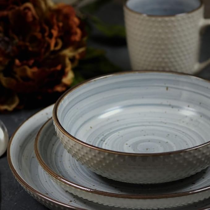 Mellow 16 Piece Dinnerware Set Plate Bowl Water Cup Embossed Tableware Combination
