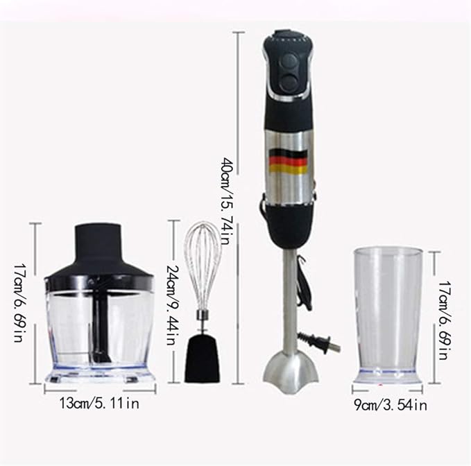Kitchen Immersion Hand Blender with Stainless Steel Shaft and Blade Rubber Handle All-Copper Motor High Power Smoothies Mixer Cooking Machine