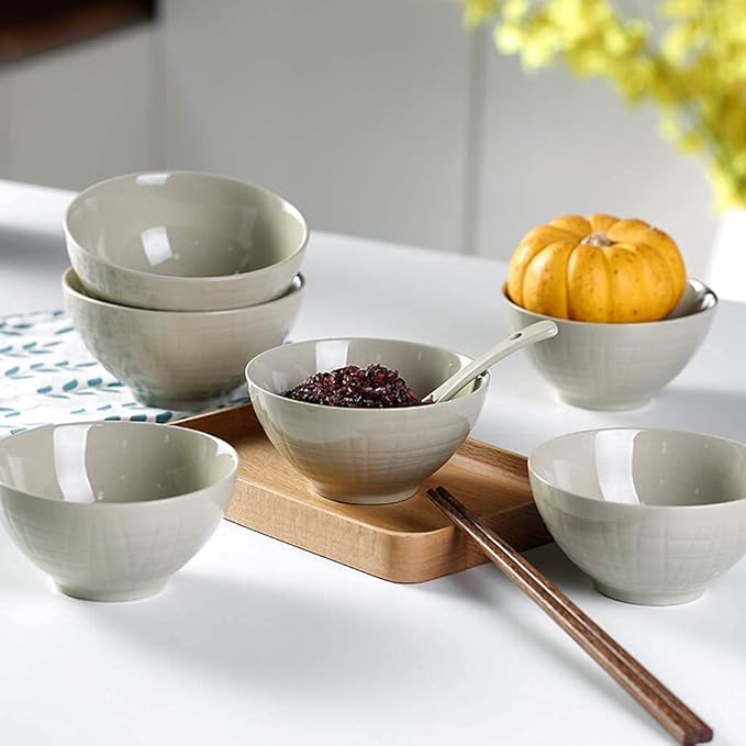 Ceramics Dinner Sets Bowl/Spoon/Plate Nordic Style Line Relief Dinnerware Set 26 Pieces - Family Party And Kitchen Restaurant