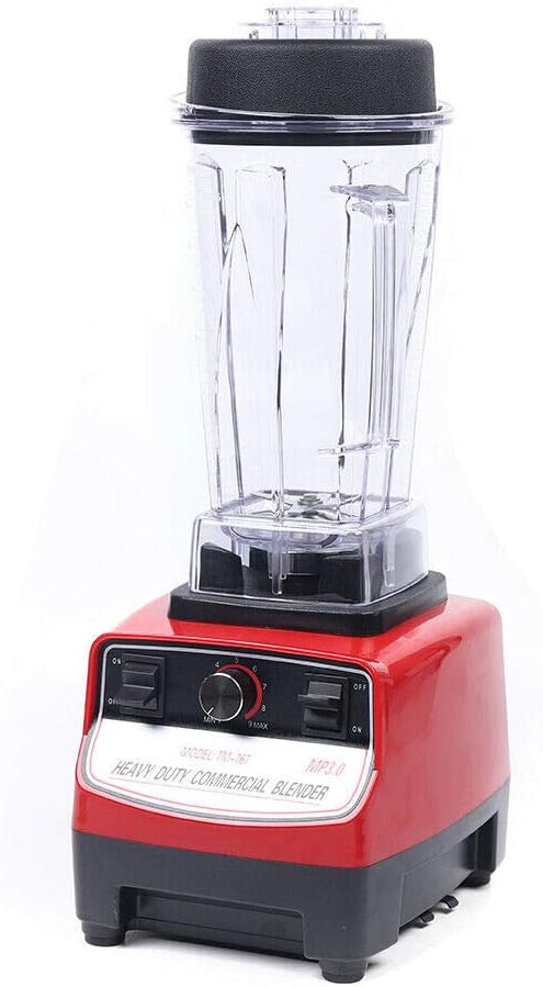 110V Professional 2L 1500W 2HP Heavy Duty Commercial Grade Countertop Electric Mixer Juicer Mixer Food Processor for Crushing Ice Frozen Dessert SoupFishSpeed 4300RPM (Red+White)