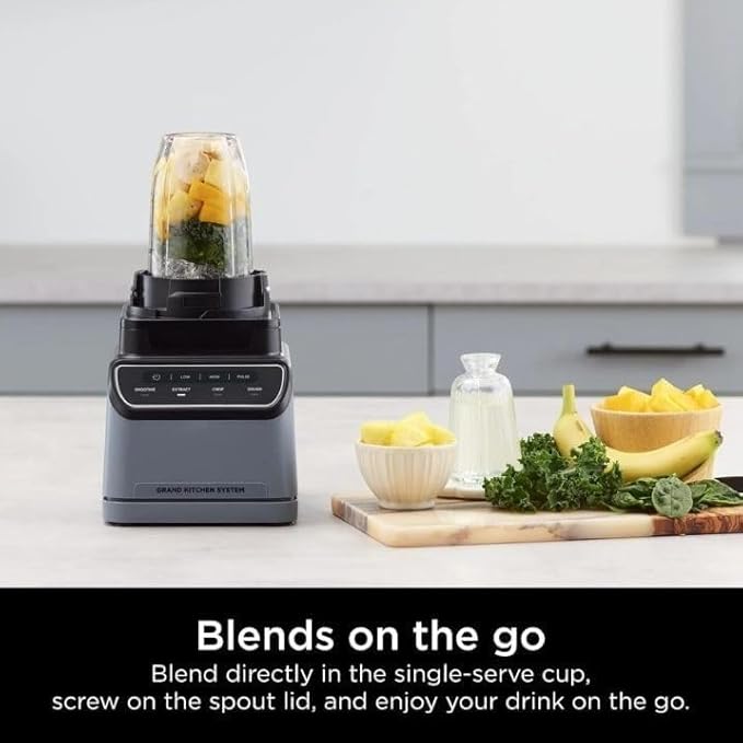 Grand Kitchen System 1200W Blender Food Processor Combo with Auto-iQ 72oz Pitcher 8-Cup Bowl for Smoothies &amp Dough