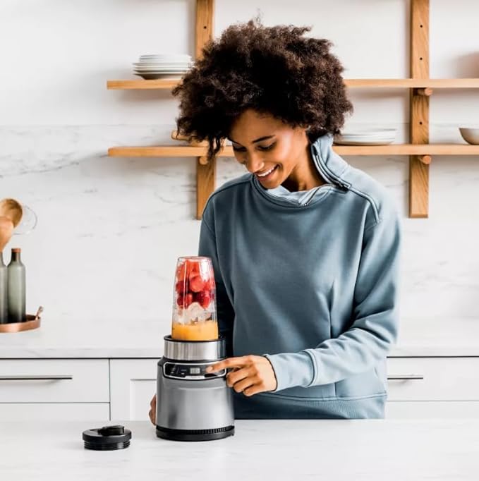 Nin-ja Nutri Blender Pro with Auto iQ 1100 W Personal Smoothie Blender Stainless Steel 2 Cups Dishwasher Safe (model 401)