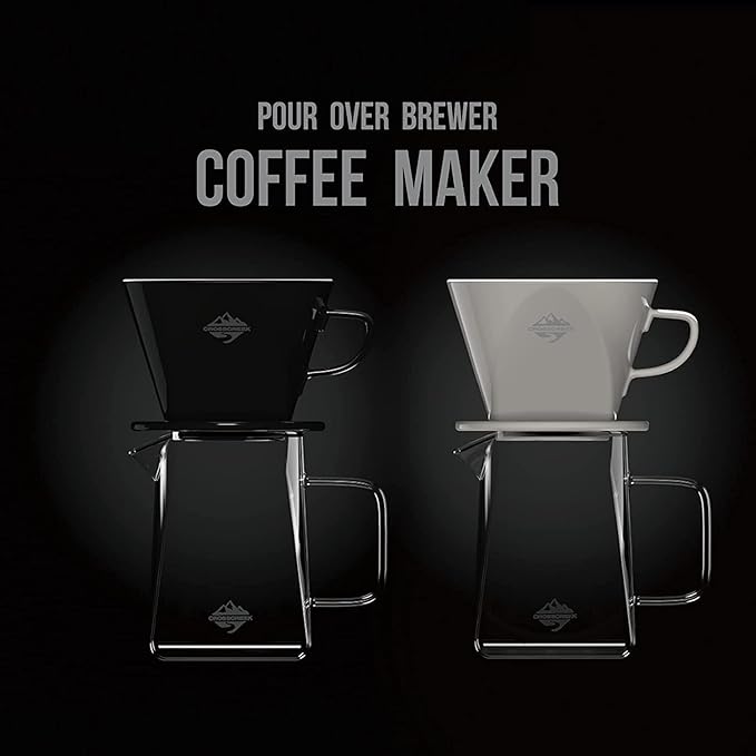Pour Coffee Dripper Set Manual Drip Ceramic Coffee Maker 600ML Glass Carafe Ceramic Dripper Coffee Filters（White）