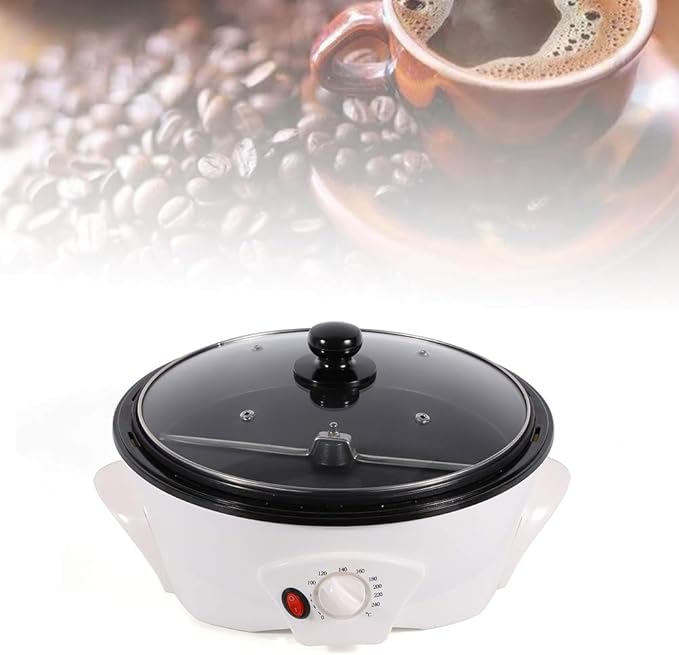 Electric Coffee Roaster Coffee Bean Baker Roaster 1500g Capacity Household Coffee Bean Roasting Machine with Lid Use for Nut Peanut Roasting 110V