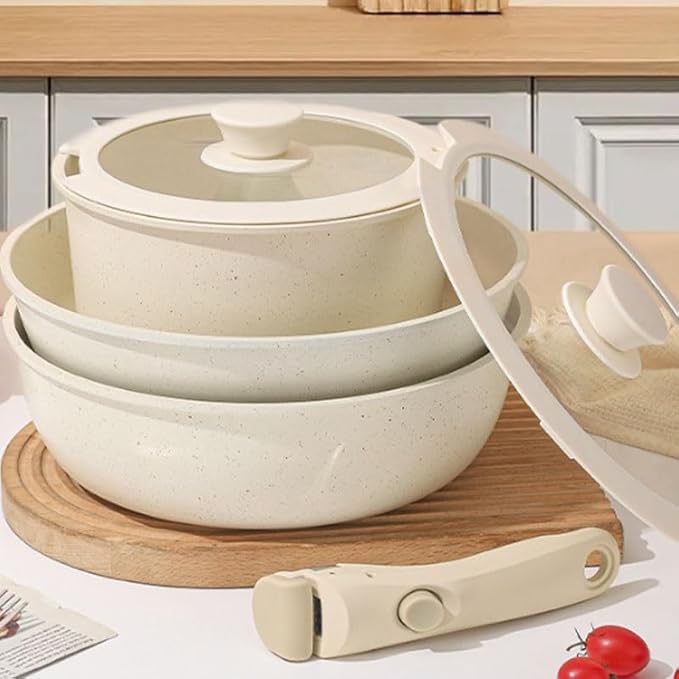 Easy to clean Flat Bottomed Pan Is Household Cooking Cookware Set Tourmaline Non Stick Kitchen