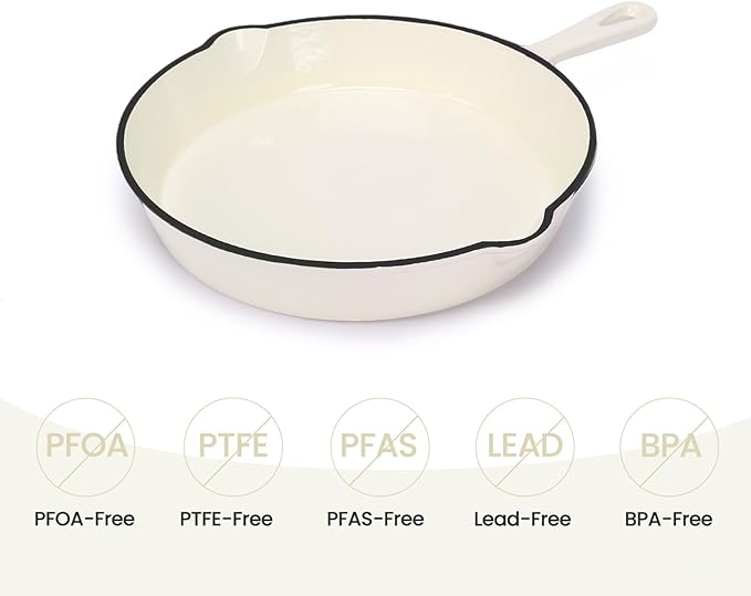 QuliMetal Enameled Cast Iron Cookware Set 5-Piece – 2.3QT Dutch Oven 4.7QT Braiser 10 Skillet 9x5 Oval Bread Pan &amp Rack – Versatile Oven-Safe Enamel Cast Iron Pots and Pans for Home Cooking
