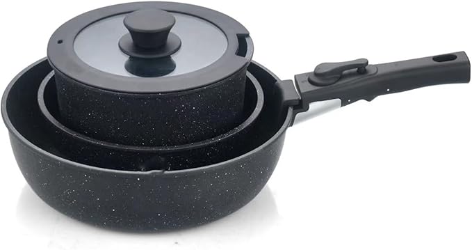 Multifunctional Nonstick Pots and Pans Practical Dishwasher Safe Cookware with Detachable Handle Kitchen Cooking Set Cooking Set