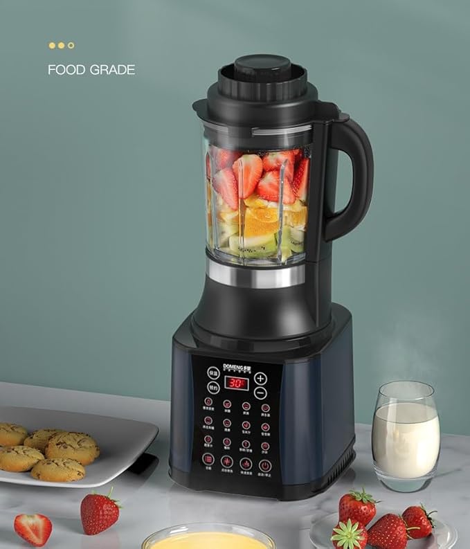 Domeng Heating Blender with Automatic Cooking Function 1.75L Capacity 1200W Multi-Function Soy Milk Maker and Juicer 8 Speed Settings Stainless Steel Blade Red and Black
