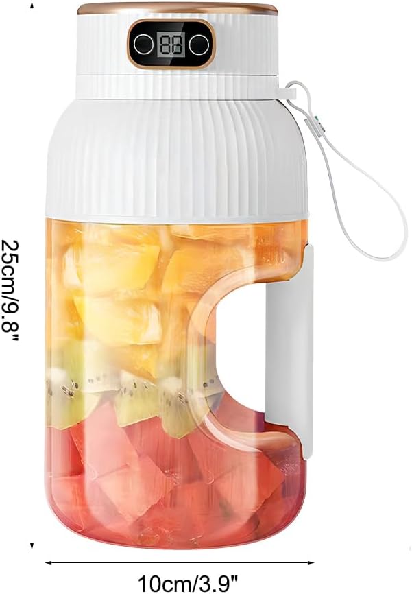 Portable Juicer Cup 1200 ML Travel Blender with Digital Display USB Rechargeable Smoothie Blender for Fruits Vegetables Office Camping
